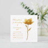 Elegant Golden Flower Wedding Invitation 招待状 (スタンド正面)