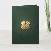 Elegant Golden Four Leaf Clover St. Patricks Day カード (正面)