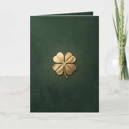 Elegant Golden Four Leaf Clover St. Patricks Day カード