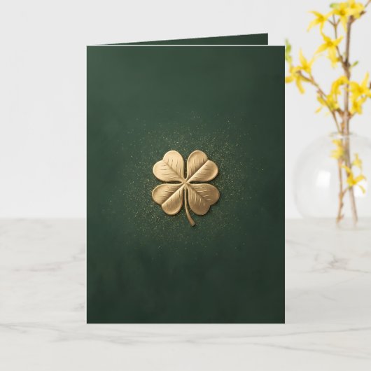 Elegant Golden Four Leaf Clover St. Patricks Day カード (黄色い花)