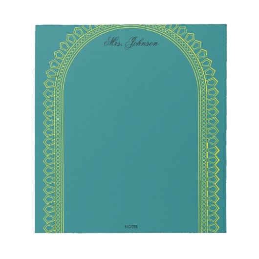 Elegant Golden Frame Teacher Notepad ノートパッド (正面)