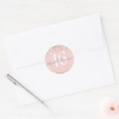 Elegant Golden Glitter Monogram Sweet Pink 16 ラウンドシール (封筒)