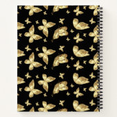 Elegant Golden Gold Butterfly Script Name Monogram ノートブック (裏面)