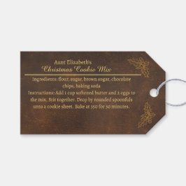 Elegant Golden Holly Christmas Cookie Mix Label ギフトタグ