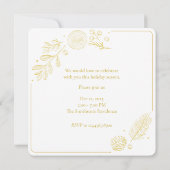 Elegant Golden Leaves & Berries Christmas square 招待状 (裏面)