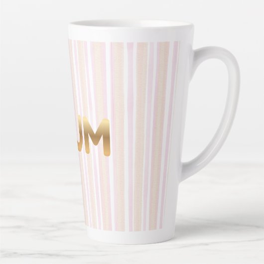 Elegant Golden MUM Mug - Minimalist Mother's Day  カフェラテマグ (右)