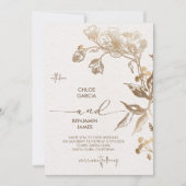 Elegant Golden Orchid Wedding 招待状 (正面)
