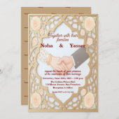 Elegant Golden Ornate Moroccan Indian Wedding Invi 招待状 (正面/裏面)