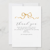 Elegant Golden Ribbon Photo Baby Shower Thank You サンキューカード (裏面)