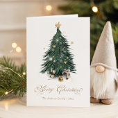 Elegant Golden Script Christmas tree Holiday Card シーズンカード