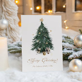 Elegant Golden Script Christmas tree Holiday Card シーズンカード