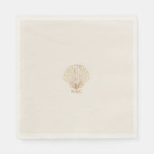Elegant Golden Seashell  Monogram Wedding Napkins スタンダードランチョンナプキン (正面)