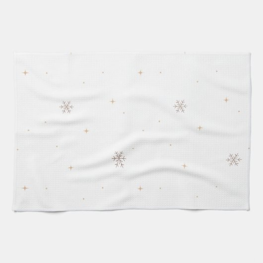 Elegant Golden Snowflake キッチンタオル (横)