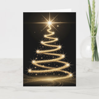 Elegant Golden Sparkle Christmas Tree カード