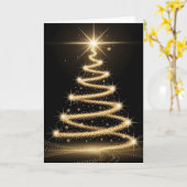 Elegant Golden Sparkle Christmas Tree カード (黄色い花)