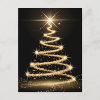 Elegant Golden Sparkle Christmas Tree ポストカード