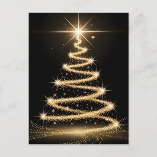 Elegant Golden Sparkle Christmas Tree ポストカード (正面)