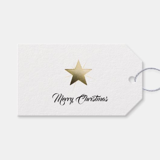 Elegant Golden Star with Delicate Glow Minimalist ギフトタグ (正面(横))