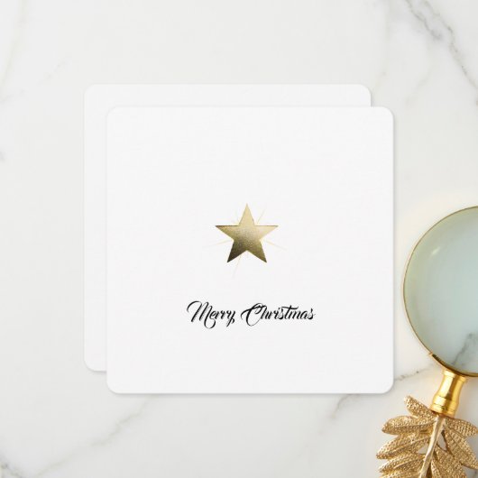 Elegant Golden Star with Delicate Glow Minimalist サンキューカード (正面/裏面インサイチュ)