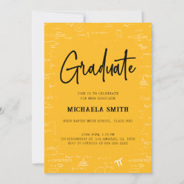 Elegant Golden Yellow Graduate Math Graduation 招待状