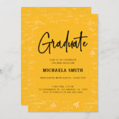 Elegant Golden Yellow Graduate Math Graduation 招待状 (正面/裏面)
