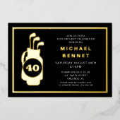 Elegant Golf 40th Birthday 箔招待状 (正面)