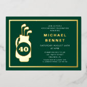Elegant Golf 40th Birthday 箔招待状 (正面)
