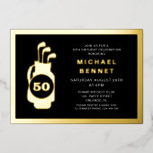 Elegant Golf 50th Birthday 箔招待状 (正面)