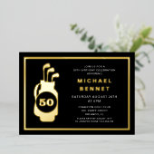 Elegant Golf 50th Birthday 箔招待状 (立ち正面)