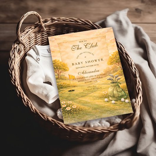 Elegant Golf Club Baby Shower 招待状
