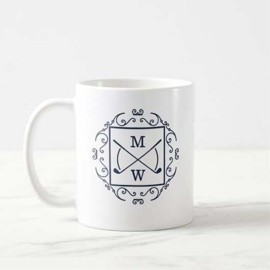 Elegant Golf Clubs Monogram コーヒーマグカップ (左)