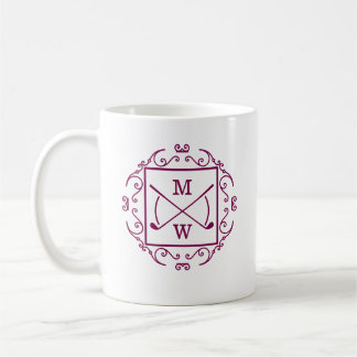 Elegant Golf Clubs Monogram コーヒーマグカップ