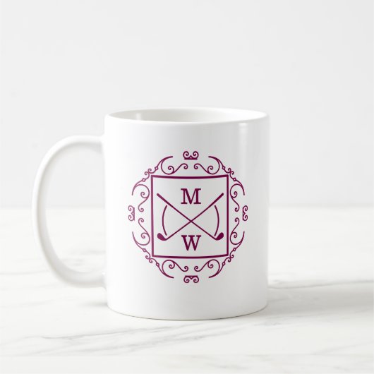 Elegant Golf Clubs Monogram コーヒーマグカップ (左)