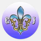 Elegant Golf Monogram Design ラウンドシール (正面)