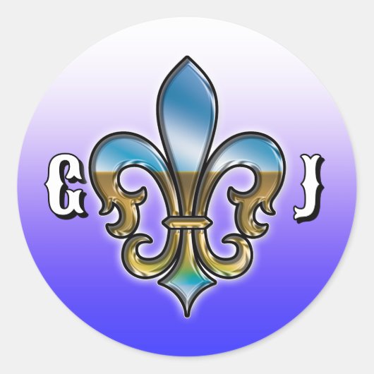 Elegant Golf Monogram Design ラウンドシール (正面)