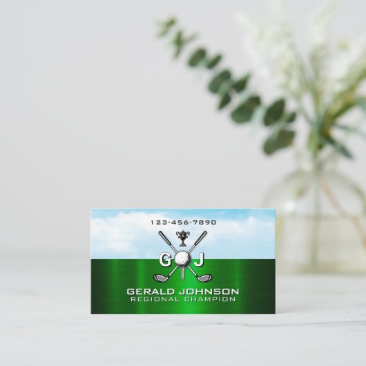 Elegant Golf Monogram Design 名刺 (スタンド正面)