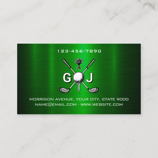 Elegant Golf Monogram Design 名刺 (裏面)