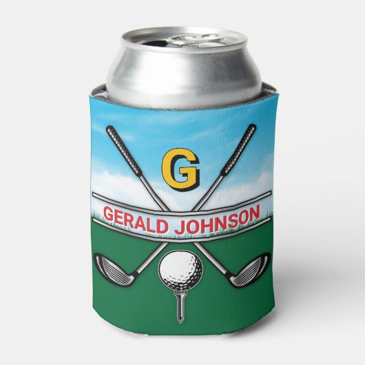 Elegant Golf Monogram Design Can Cooler 缶クーラー (缶正面)