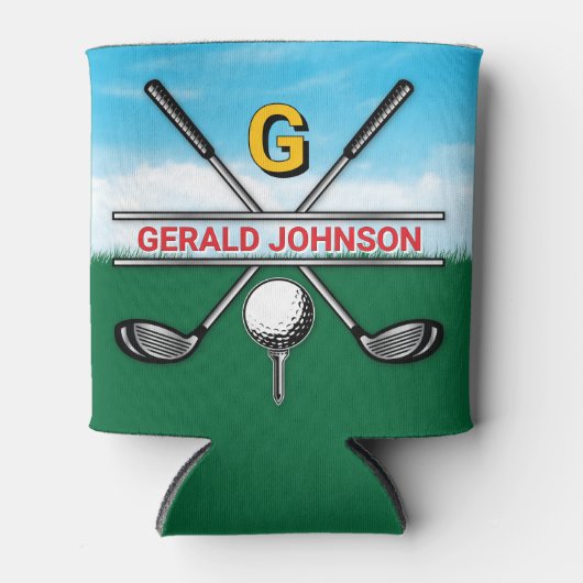 Elegant Golf Monogram Design Can Cooler 缶クーラー (正面)