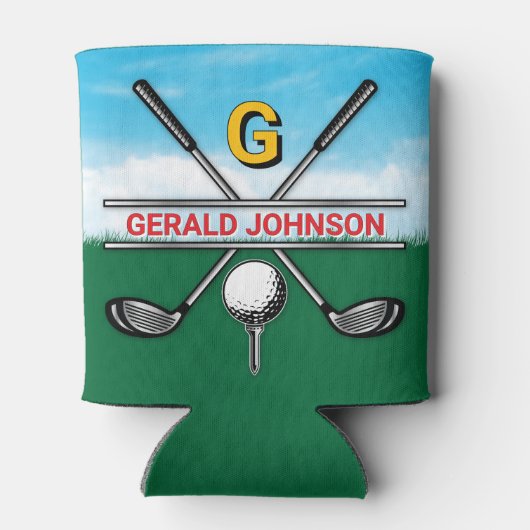 Elegant Golf Monogram Design Can Cooler 缶クーラー (裏面)