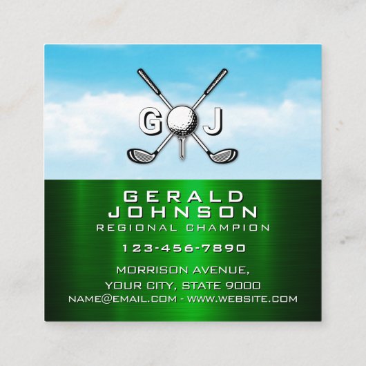 Elegant Golfer Business Card Design スクエア名刺 (裏面)