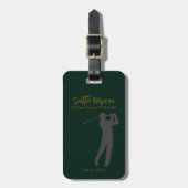 Elegant Golfer Deep-Green Golf Luggage Tag ラゲッジタグ (正面縦)