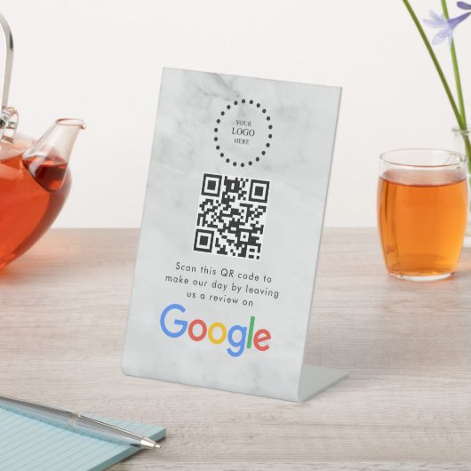 Elegant Google reviews qr code tabletop sign 台座サイン (インサイチュ)