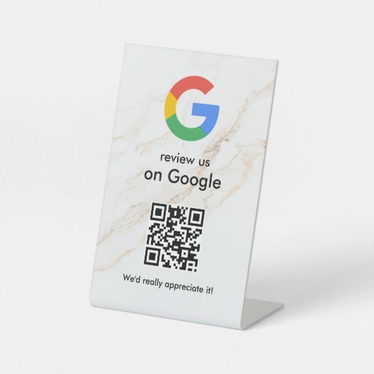 Elegant Google reviews qr code tabletop sign 台座サイン (正面)