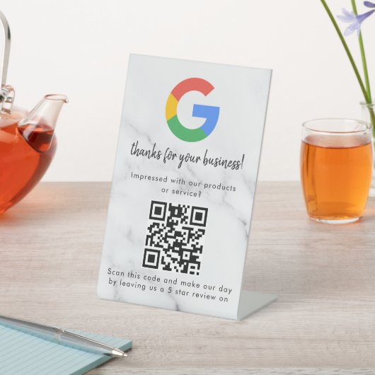 Elegant Google reviews qr code tabletop sign 台座サイン (インサイチュ)
