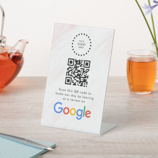 Elegant Google reviews qr code tabletop sign 台座サイン (インサイチュ)