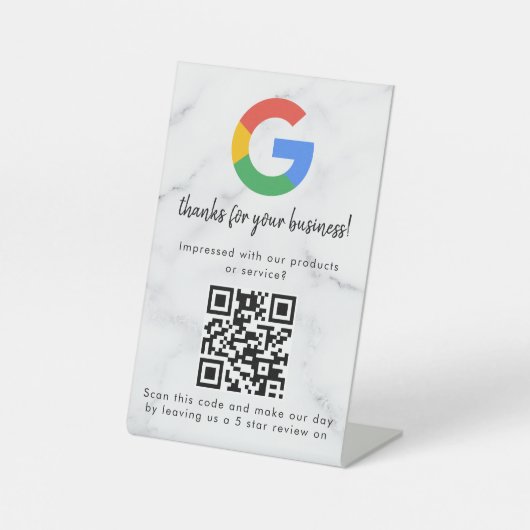 Elegant Google reviews qr code tabletop sign 台座サイン (正面)