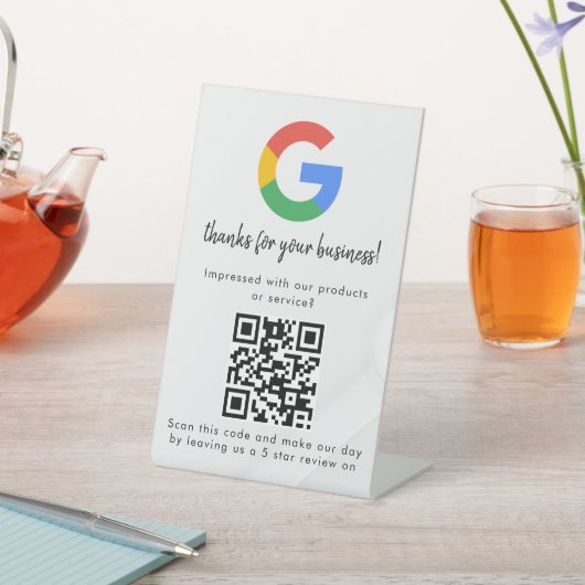 Elegant Google reviews qr code tabletop sign 台座サイン (インサイチュ)