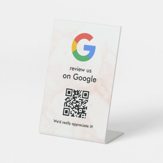 Elegant Google reviews qr code tabletop sign 台座サイン (正面)