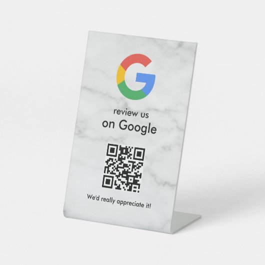 Elegant Google reviews qr code tabletop sign 台座サイン (正面)